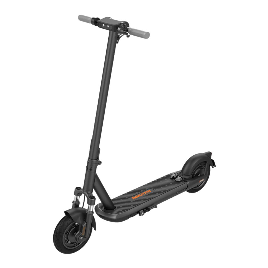Kuva sähköpotkulaudasta Inmotion S1 valkoisella taustalla, kuvattuna etuvasemmalta.